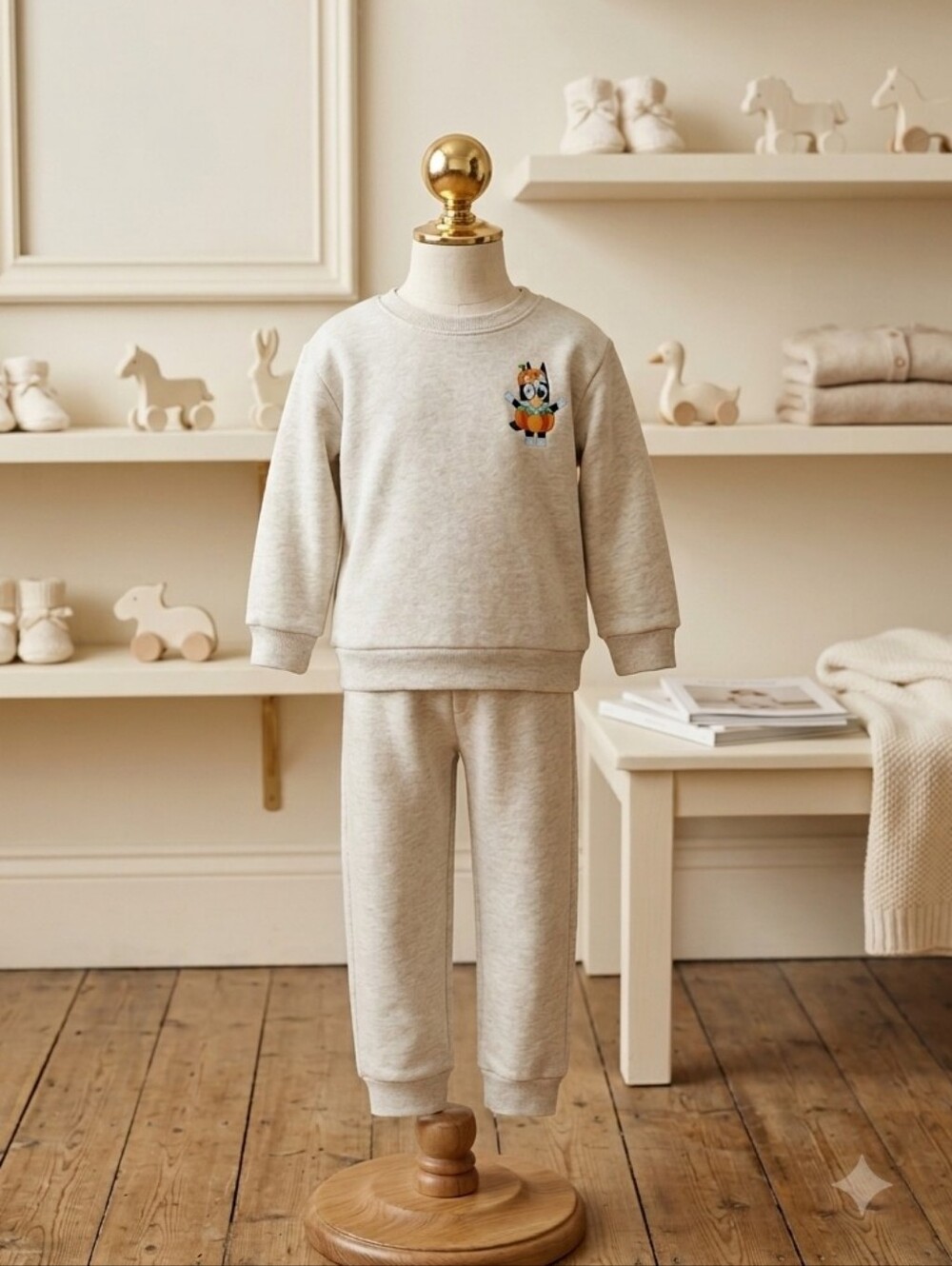 Bluey Cream Jogger Set Toddler Girls Size 3T Fall Outfit